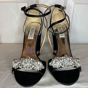 Badgley Mischka Open Toe Stacked Heel Evening Shoes Size 7